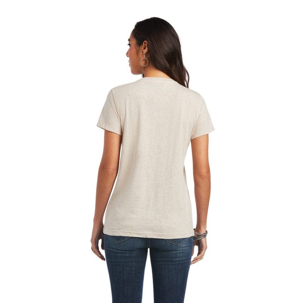Ariat Womens Medium Real Moo Tee Shirt Short Sleeve Western Cowgirl Rodeo Beige - Picture 3 of 3